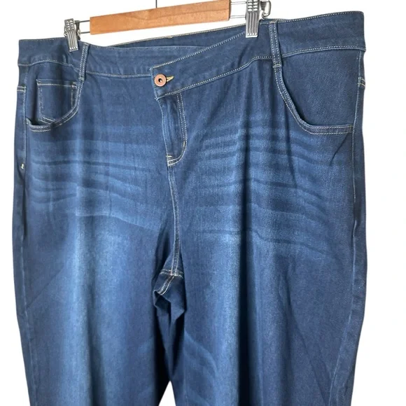 Halara Flex Asymmetric Wide Leg Jeans Size 2X Dark Wash Stretch New - Picture 2 of 8